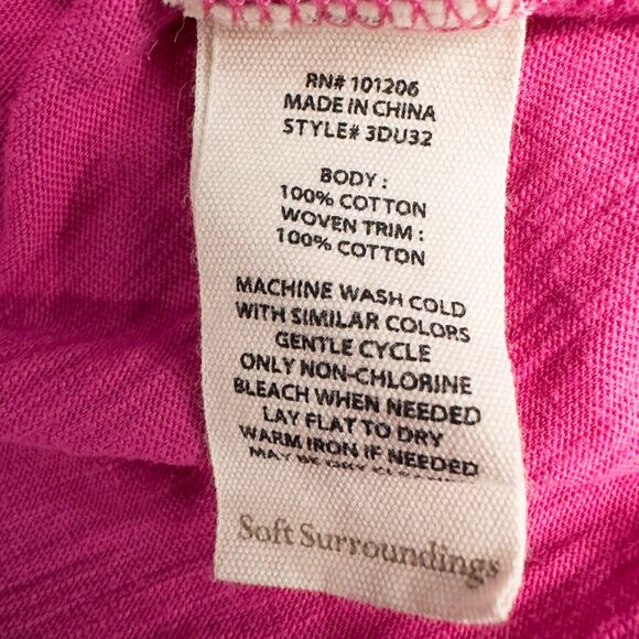 Soft Surroundings Pamplona Tunic Top Womens Petite Small Pink Cotton Button Up - Picture 14 of 14